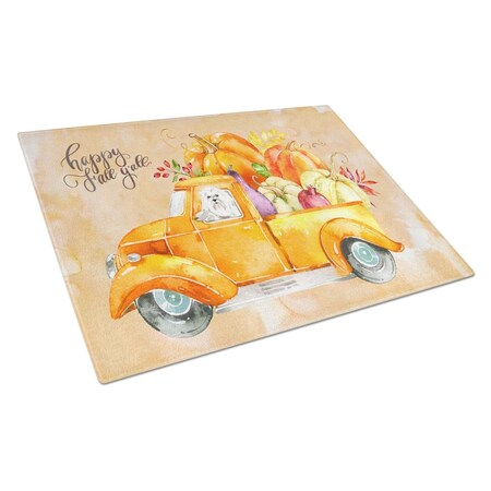 Carolines Treasures Fall Harvest Maltese Glass Cutting Board Large CK2626LCB